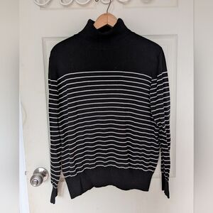 H&M Striped Black White Turtleneck Sweater XL